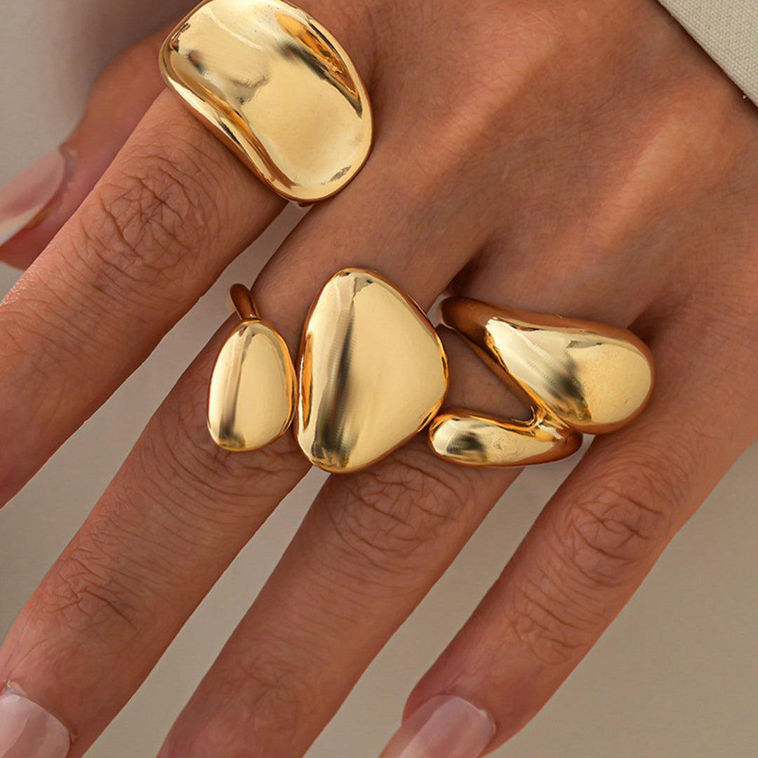 Eva Elegantní Nepravidelné Kovové Prsteny Sochařské