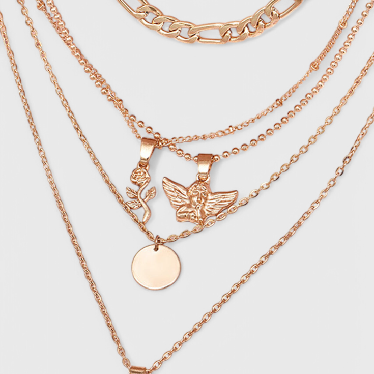 Eva Romantická Collar Náhrdelník Dvouvrstvý RůžeAnděl