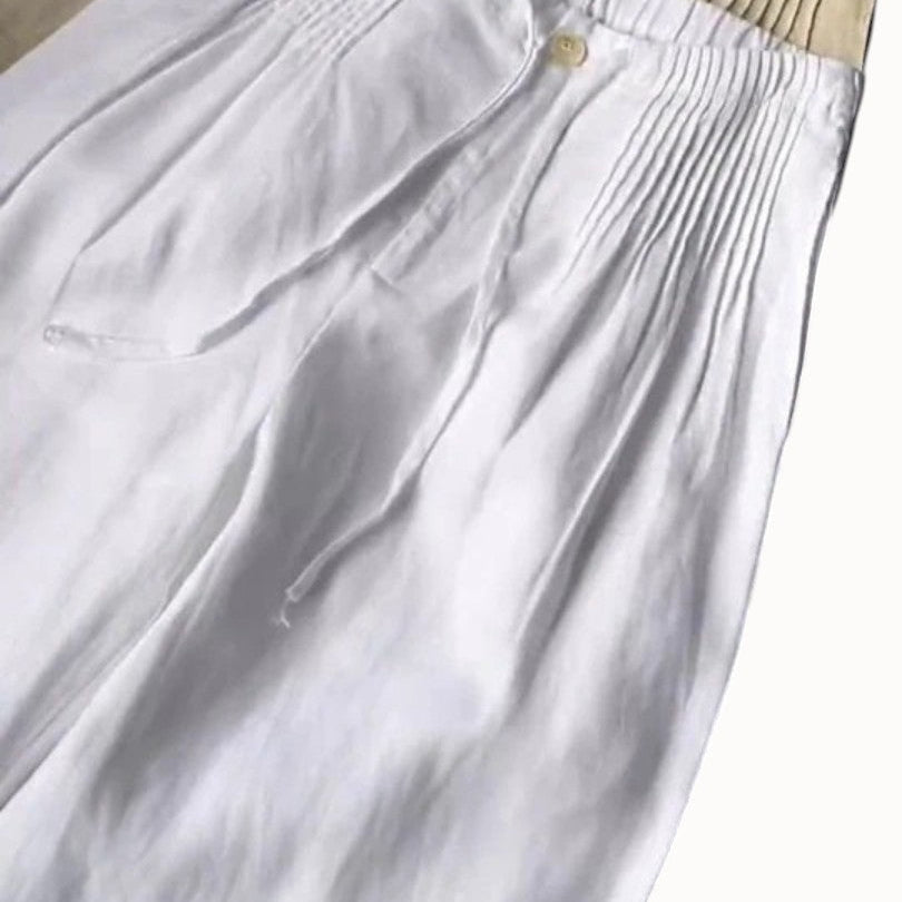 Karolína Elegantní Široké Kalhoty LněnoBavlněné Lehké