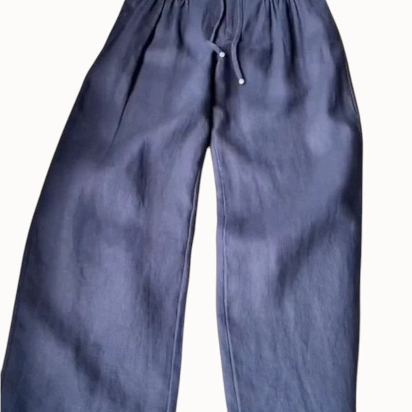 Karolína Elegantní Široké Kalhoty LněnoBavlněné Lehké