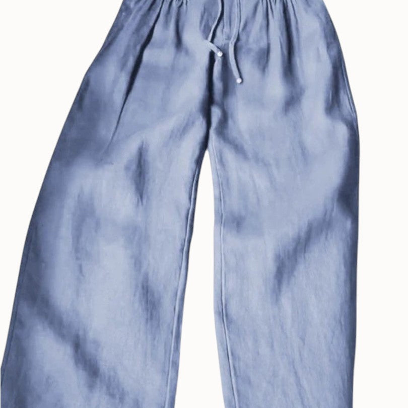 Karolína Elegantní Široké Kalhoty LněnoBavlněné Lehké