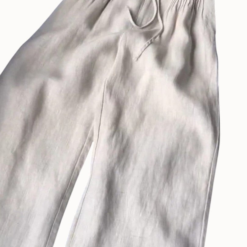 Karolína Elegantní Široké Kalhoty LněnoBavlněné Lehké