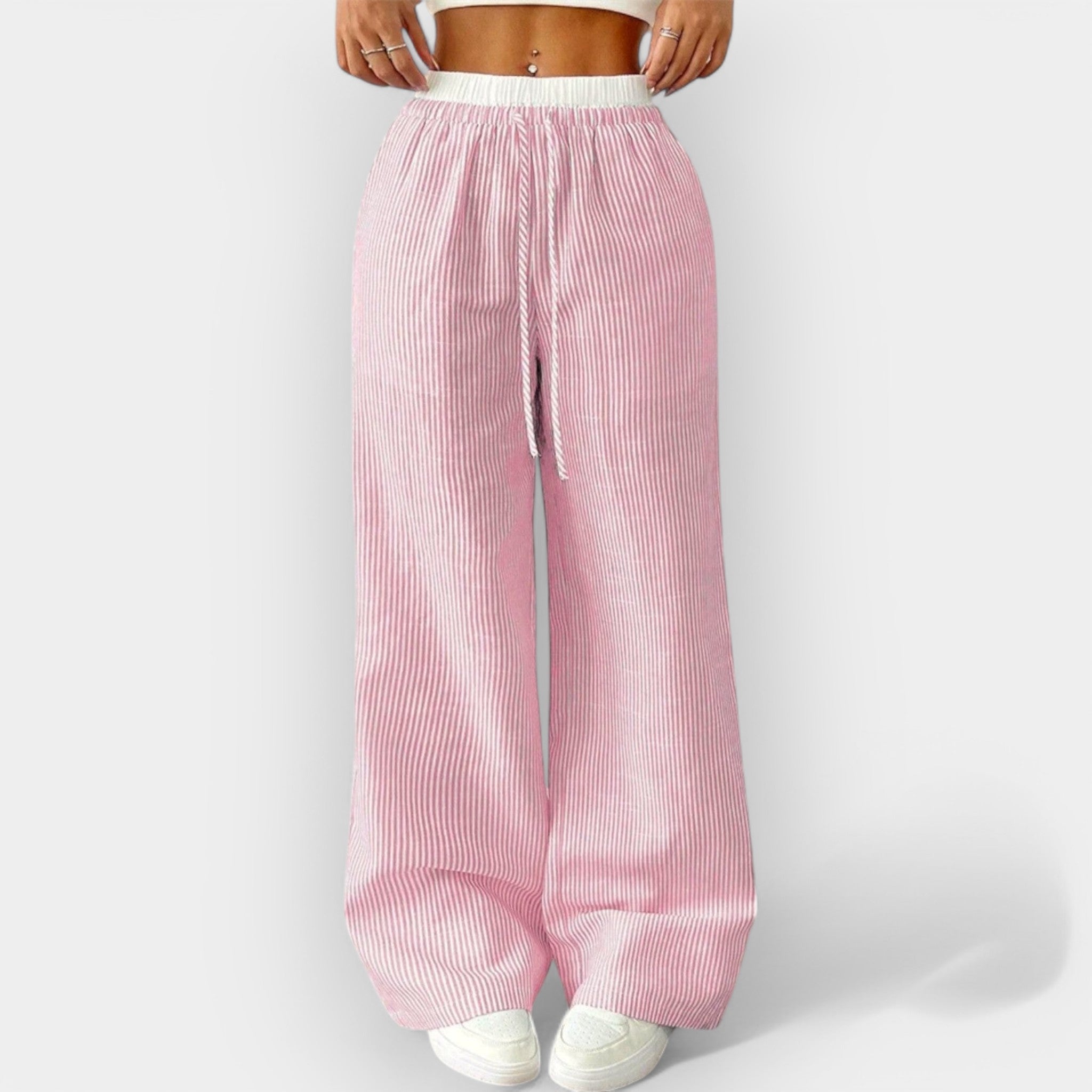 Karolína Elegantní Městské Široké Kalhoty Proužkované