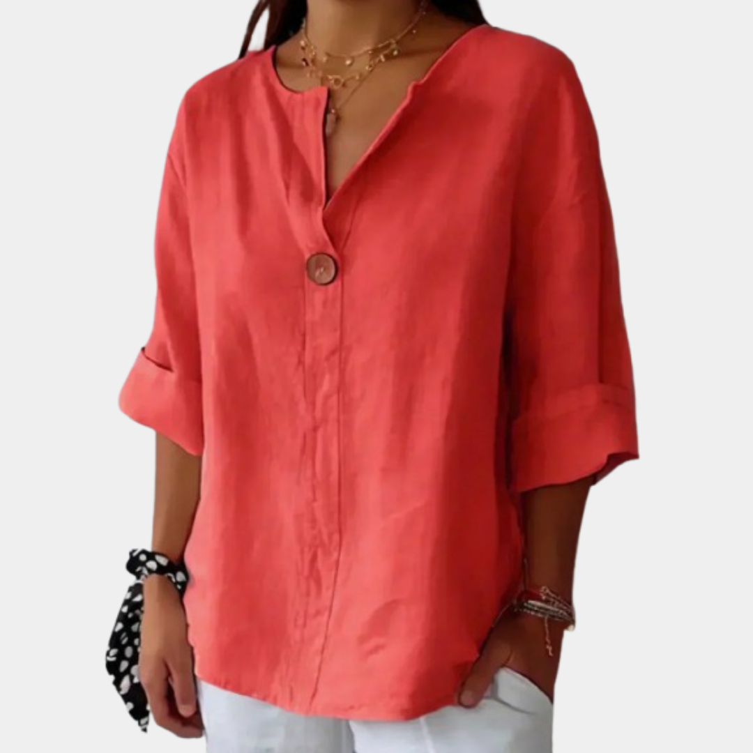 Eva Elegantní Blusa Relajada V PřírodníLněnáElegance