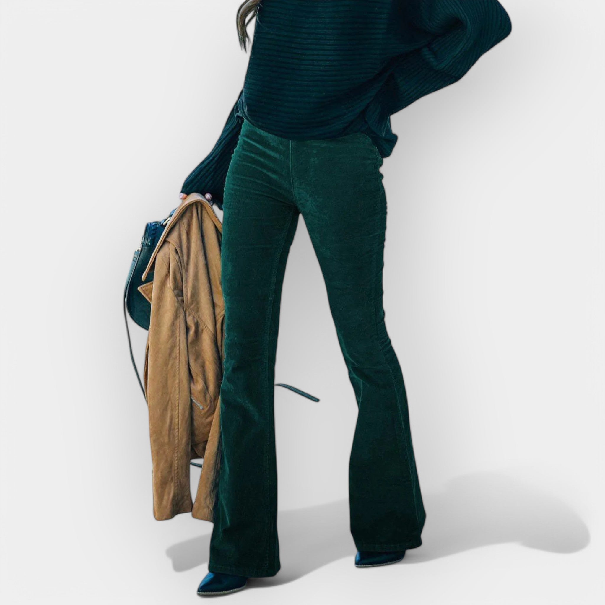 Veronika Elegantní Kalhoty VysokýPas RozšířenéZvony